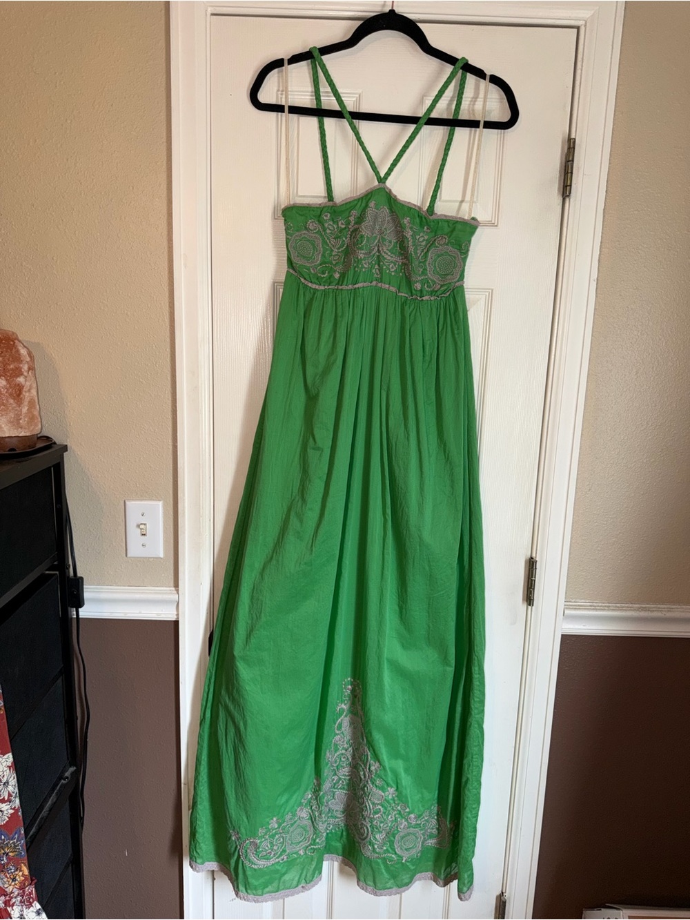 Rare MM Couture by Miss Me Green Embroidered Maxi Dress